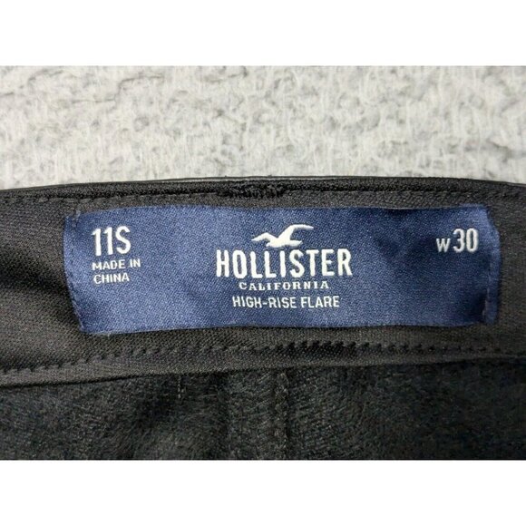 Hollister Faux Leather Pants 11S w30 (Meas 30x28) High Rise Flare Black - Picture 3 of 14